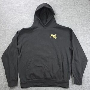Road Trip Peace Patch Mushroom Hoodie Mens Large Black Cotton Streetwear Graphic
